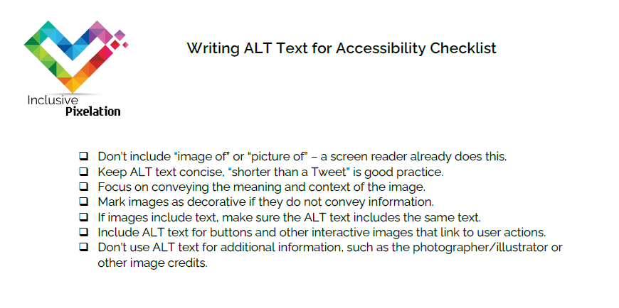 Writing ALT Text for Accessibility Checklist